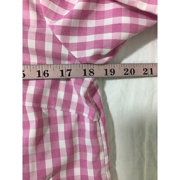 JOAN RIVERS SZ 2 XS Pink Gingham 3/4 Sleeve Collar Button-Up Top Blouse NEW b99 - Picture 5 of 6
